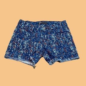 LEVI'S ABSTRACT PRINT DENIM SHORTS LOW-RISE BLUE & ORANGE SIZE 6 W28